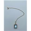 Image 2 : 14K Gold Emerald cut blue Topaz and Diamond Pendant - value $7,980