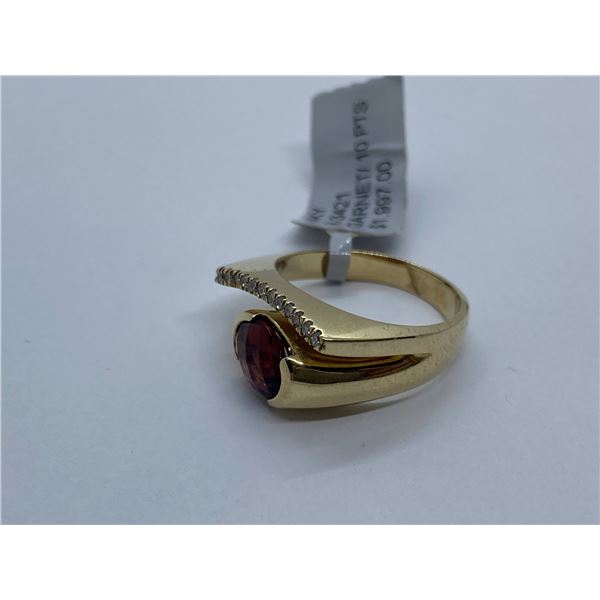 14K Yellow Gold Garnet 10PTS ladies Ring - value $1,997