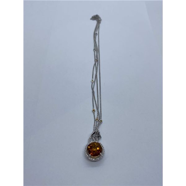 14K Gold Quartz & Dia Pendant- value $1,595