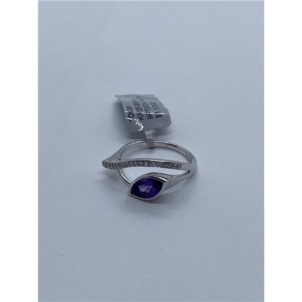 10K White 9PTS Dia/Amethyst Ring - value $1,133