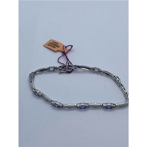 14K White Gold 6.1g Tanzanite Diamond Bracelet - value $1,195