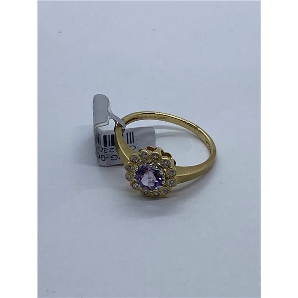 18k Yellow Gold 0.45PT Amethyst/ 0.05PTS Ring - value $1,338