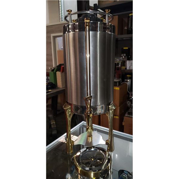 Newco stainless w/ brass finish coffee urn w/ base