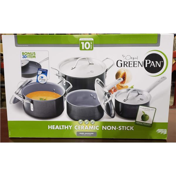 New original green 10 piece cookware set