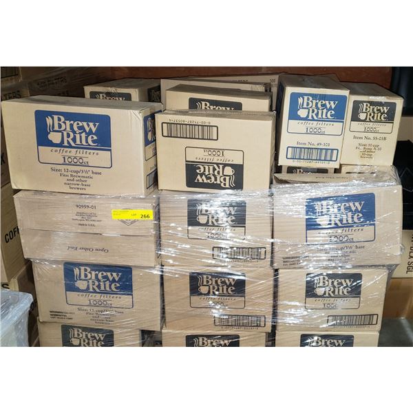 One pallet of blu right commercial coffee filters approx. 50 boxes