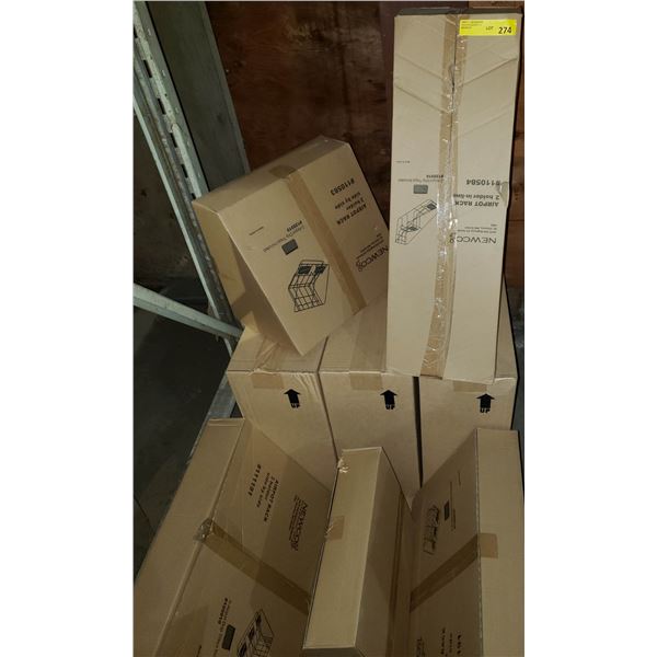 Group of 8 assorted commercial coffee shop display stands