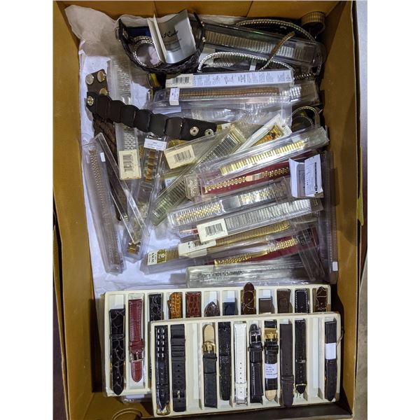 One box of new watch bands leather & metal