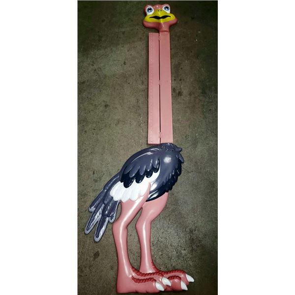 Approx. 6ft tall wooden ostrach childs room wall hanging w/ height measuring foldout