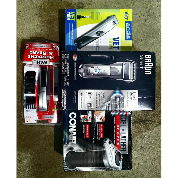 4 assorted store returned products mens series 7 electric shaver, gel & lather heating system, musta