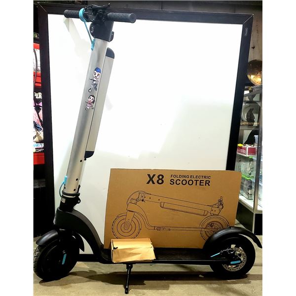X8 folding electric scooter w/box and accessories (needs power adapter for charging)