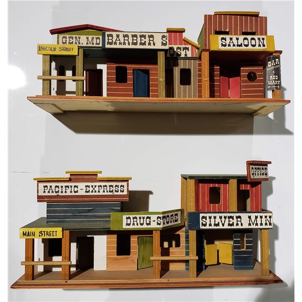 2 Wooden constructed wild west town theme toy models