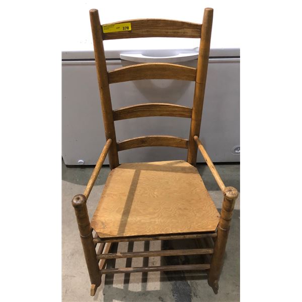 Antique ladder back primitive rocking chair