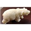 Image 1 : Carved Polar bear figuring possibly alabaster, white jade or soapstone? 8 inches
