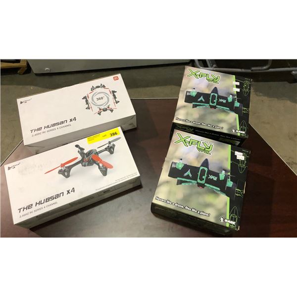 4 assorted drones hubsan & rage