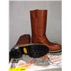 Image 3 : Pair HH Brown safety virban work cowboy boots size 12 (NOS)