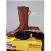 Image 2 : Pair of HH brown safety vibram work cowboy boots size 12 (NOS)