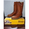 Image 1 : Pair of HH brown safety vibram work cowboy boots size 12 (NOS)