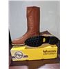 Image 2 : Pair of HH brown safety vibram work cowboy boots size 12 (NOS)