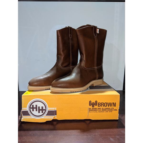 HH brown safety lightweight cowboy boots size 12 (NOS)