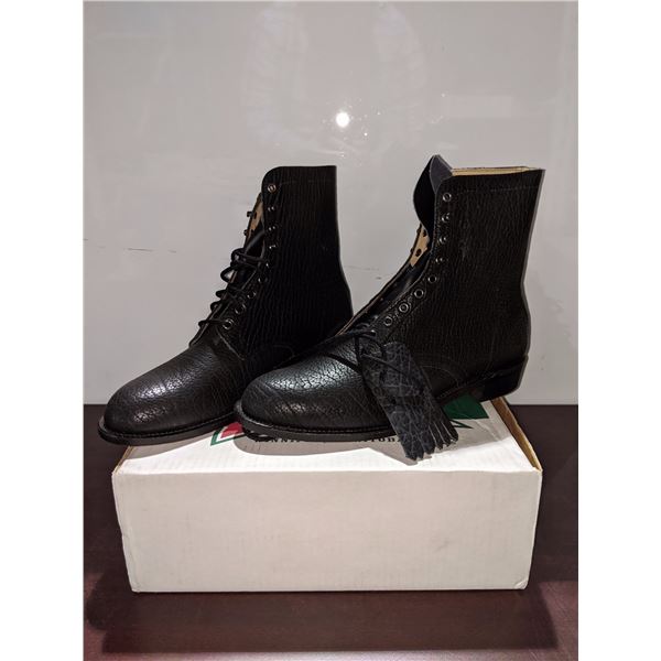 Pair of Canada west boots black lace up roper size 13 boots (NOS)