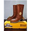 Image 1 : Pair HH brown safety virban work cowboy boots size 6 1/2 (NOS)