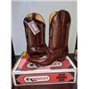 Image 2 : Pair boulet brown medium toe cowboy boots size 14 (NOS)