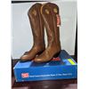 Image 1 : Pair of tony lama 17 inch natural cowboy boots size 8 1/2 (NOS)