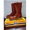 Image 1 : Pair of HH brown safety vibram work cowboy boots size 12 (NOS)
