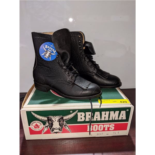 Pair of Canada west boots black lace roper size 7 1/2 (NOS)