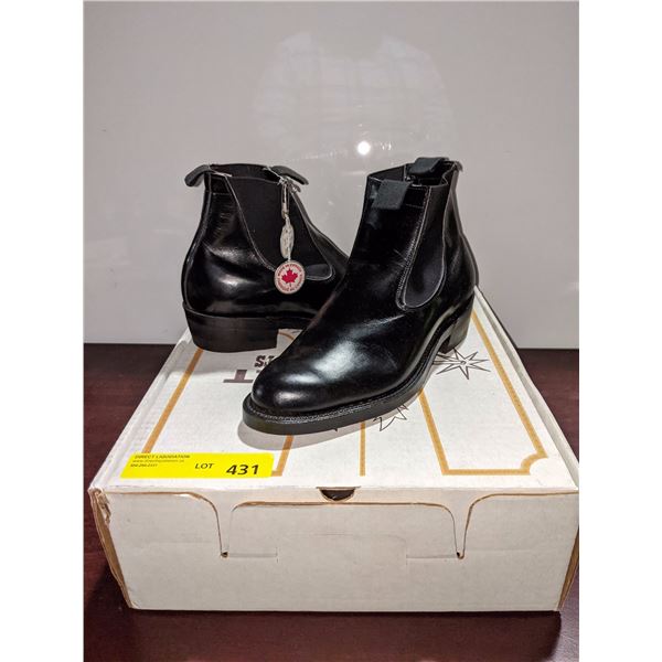 Pair of boulet black leather sole romeo boots size 6 1/2 (NOS)