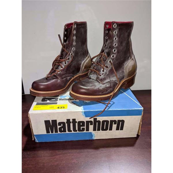 Pair of matterhorn leather sole 8 inch boots size 7 (NOS)