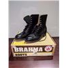 Image 1 : Pair of brahma black lace up roper boots size 8 (NOS)