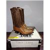Image 1 : Pair of tony lama tan bottom/brown upper pointed toe cowboy boots size 6 (NOS)