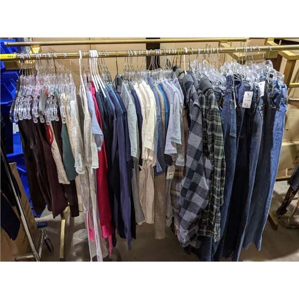 a full rack of t-shirts, hoodies and blue jeans (approx. 50 pieces) from the show