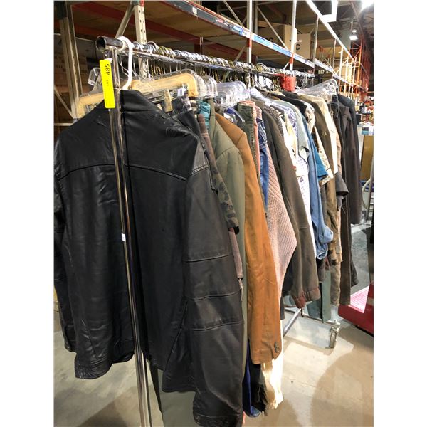 a rack full of assorted wardrobe clothing from the show