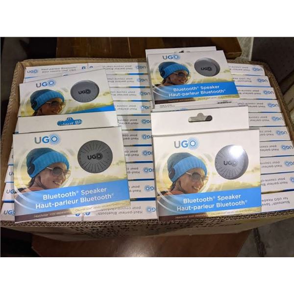 a box full of approx. 80 Ugo bluetooth speakers and toque set