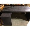 Image 1 : a black contemporary office desk with side pull out