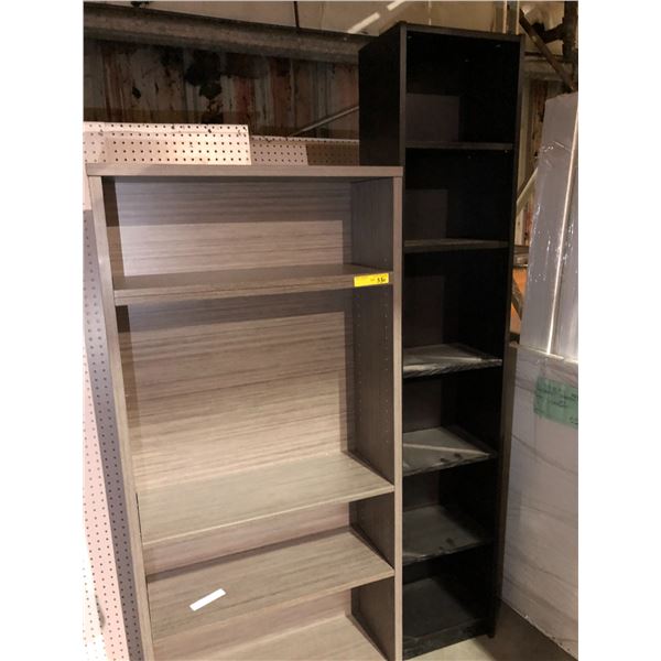 Two contemporary bookshelves - 5ft. grey bookshelf & 7ft. black bookshelf