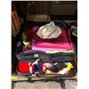 Image 1 : 3 large suitcase pallet lot of mid-eastern jeweled clothing, fabric and dresses
