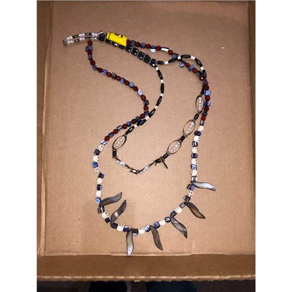 2 Authentic First Nation Necklaces - Made with bone skulls by Wayne Bell
