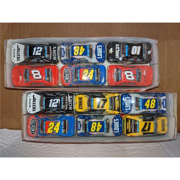 Highly Collectible Hot Wheel racing cars and 2 fan flags