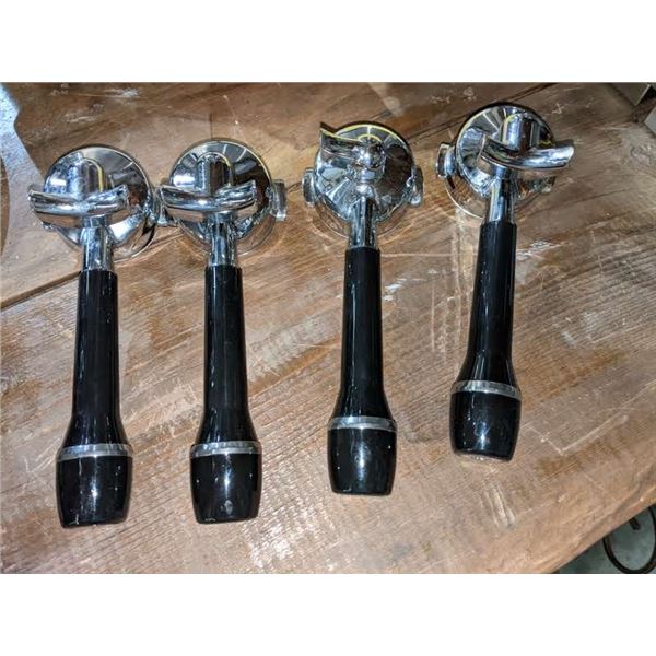 Group of 4 commercial espresso machine drip handlers