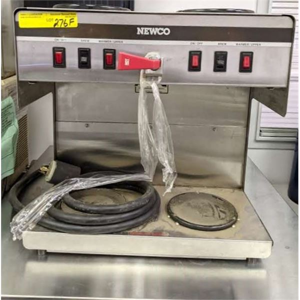 Two commercial coffee makers and Jet Spray triple juice fountain with trolley table