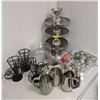Image 1 : Large lot of assorted serving pieces salt & pepper/ sugar, water pitchers, trays