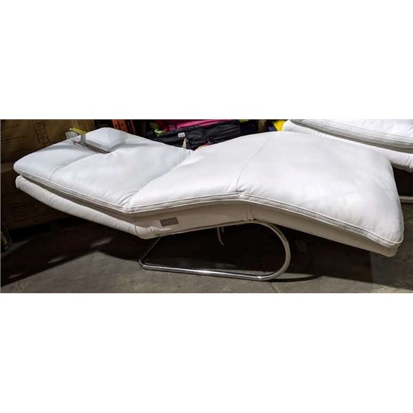 White leather contemporary power lounger (missing headrest)