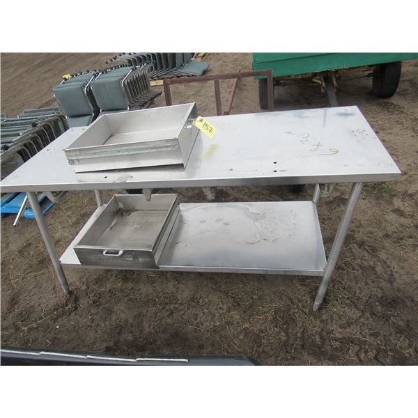 6' X 30" STAINLESS STEEL TABLE C/W 2 DRAWERS