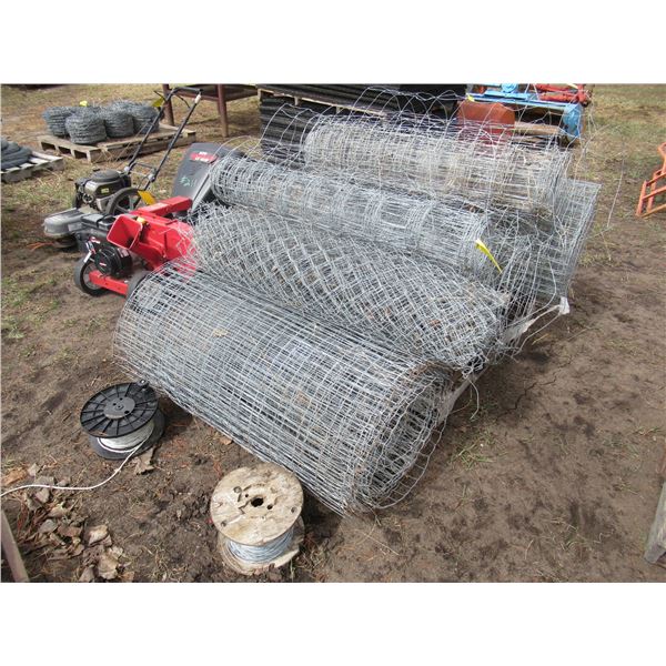 QUANTITY OF HOG WIRE; FENCING WIRE; 4 ROLLS OF ASPHALT SHINGLES
