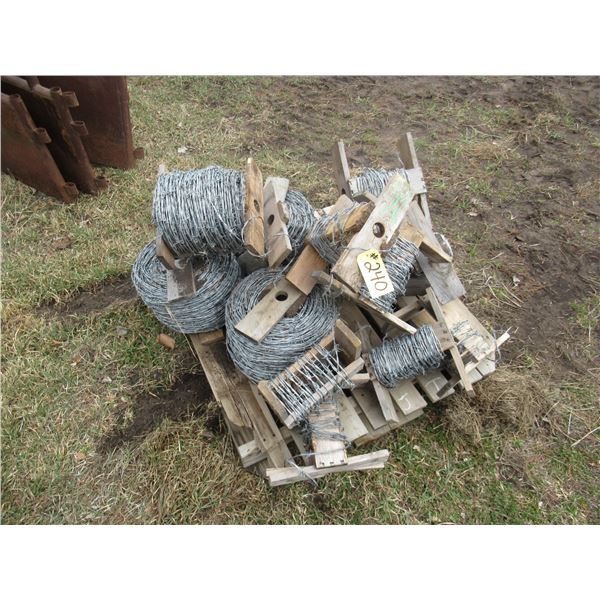 3 FULL ROLLS & QUANTITY OF PARTIAL ROLLS OF BARB WIRE (ALL FOR ONE MONEY)