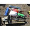 Image 1 : PALLET OF ASSORTED BROOMS, MOPS & SHOVELS