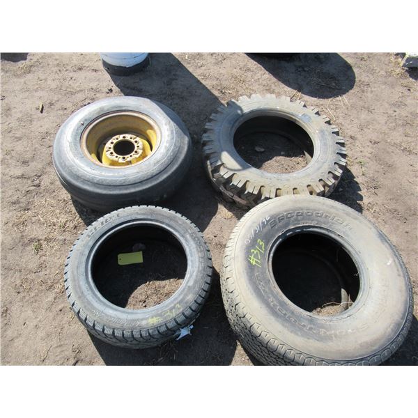 4 TIRES (3 TRUCK & 1 EQUIP/8-19.5 & 2- 15")